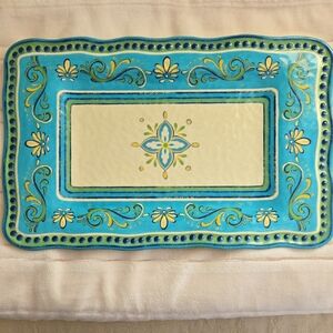 Decorative Blue and Green Melamine Tray